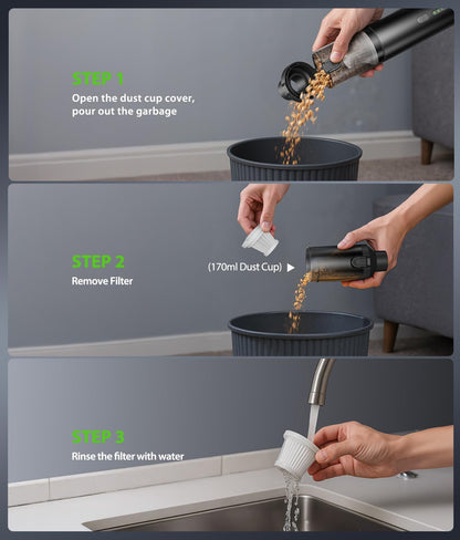 Car Vacuum Portable Cordless Handheld Vacuum Cleaner 4-In-1 Mini Cordless Vacuum with 2 Suction Modes and 16800Pa Suction Power Blowing & Inflating 2 Modes Handheld Vacuum for Car, Desk, Keyboards